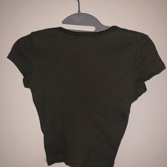 Aritzia TNA Waffle Forrest Green Shirt - Picture 2 of 3